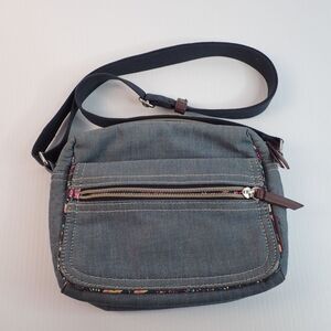 Vera Bradley Denim Floral Garden Snail Lined Crossbody Purse Bag